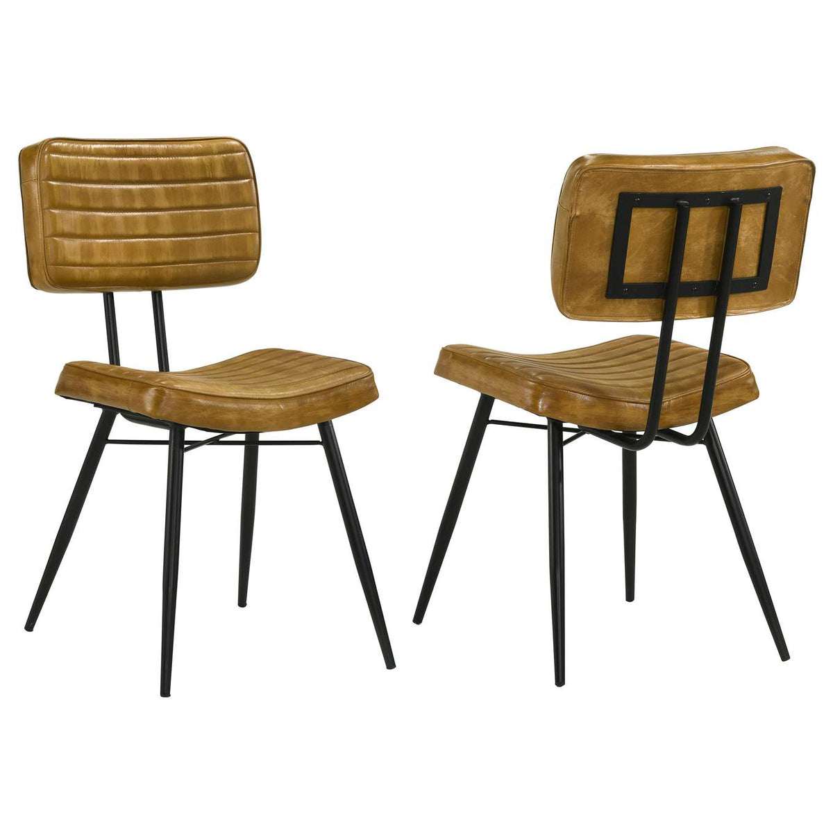 110642 Misty Leather Upholstered Dining Side Chair Camel (Set of 2)