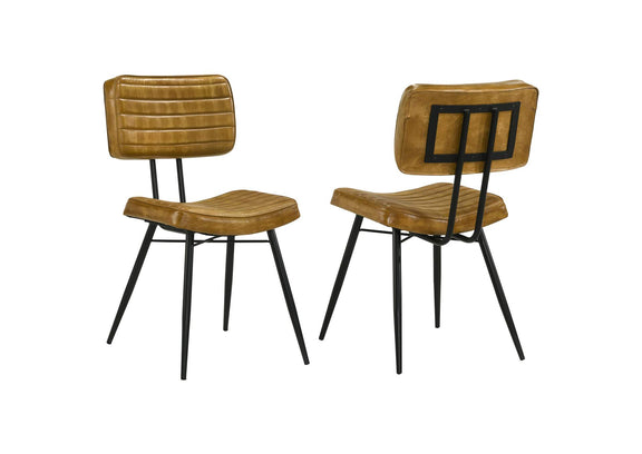 110642 Misty Leather Upholstered Dining Side Chair Camel (Set of 2)