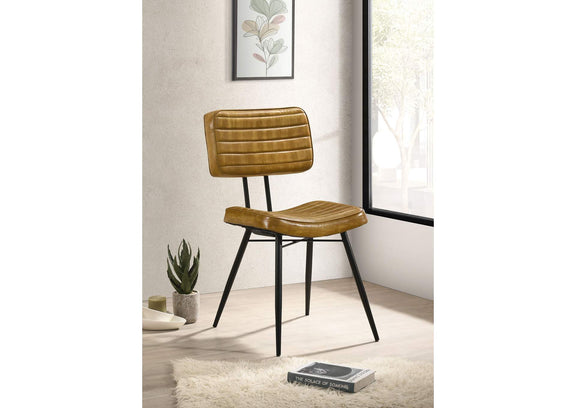 110642 Misty Leather Upholstered Dining Side Chair Camel (Set of 2)