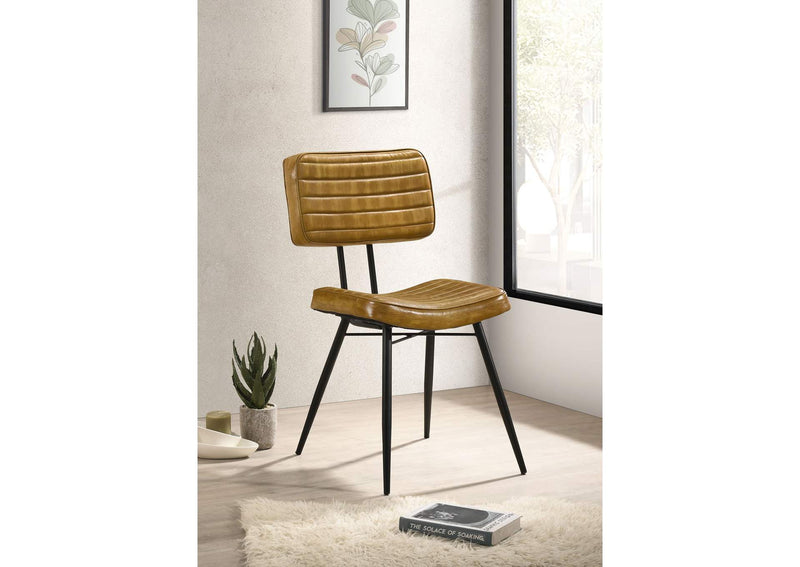 110642 Misty Leather Upholstered Dining Side Chair Camel (Set of 2)