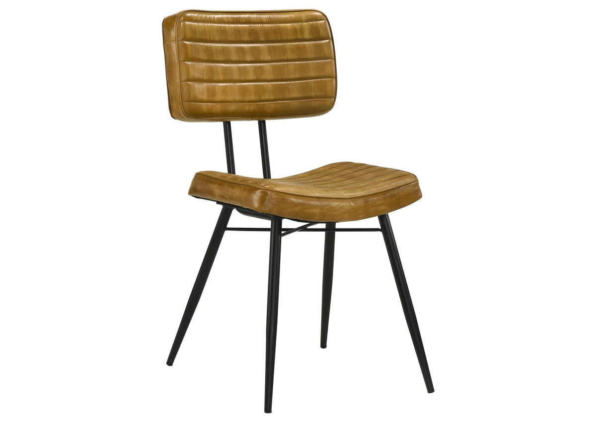 110642 Misty Leather Upholstered Dining Side Chair Camel (Set of 2)
