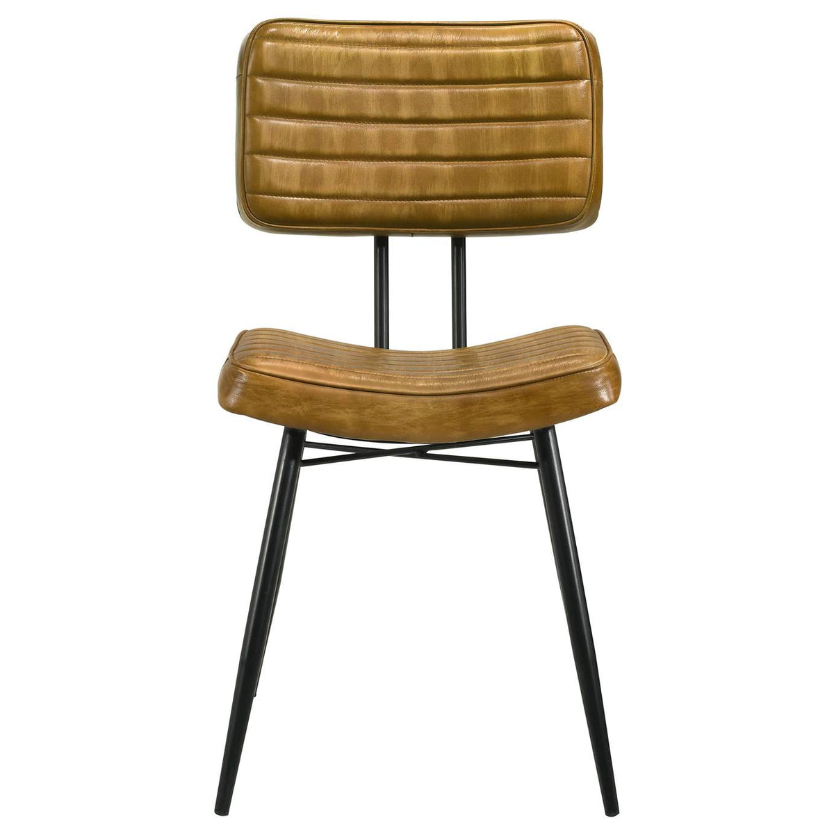 110642 Misty Leather Upholstered Dining Side Chair Camel (Set of 2)