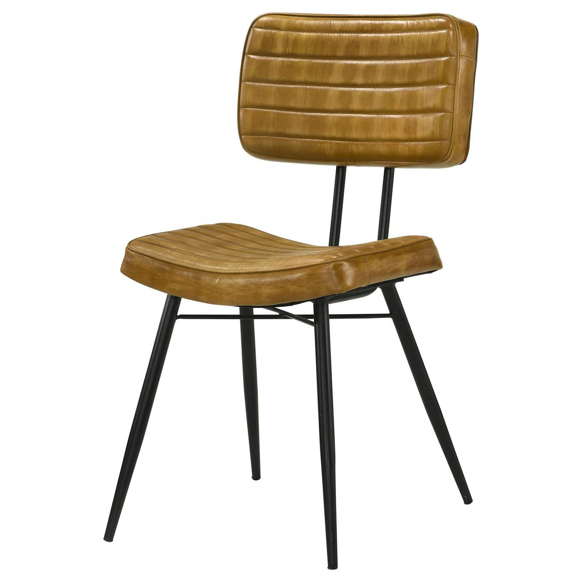 110642 Misty Leather Upholstered Dining Side Chair Camel (Set of 2)