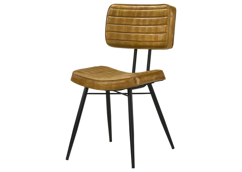 110642 Misty Leather Upholstered Dining Side Chair Camel (Set of 2)