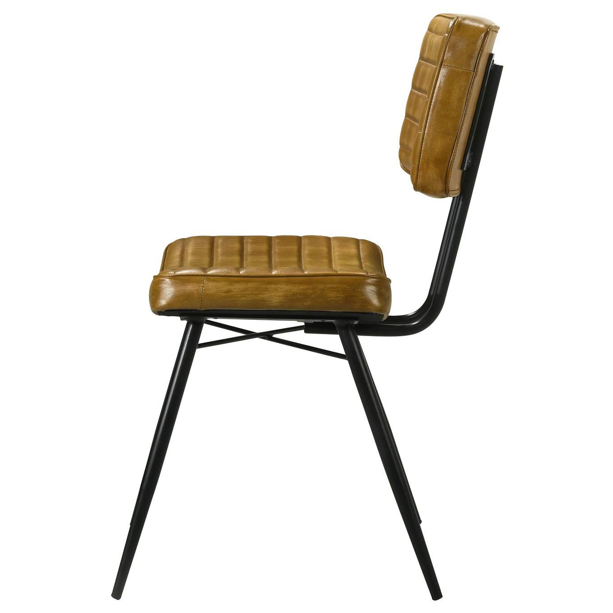 110642 Misty Leather Upholstered Dining Side Chair Camel (Set of 2)