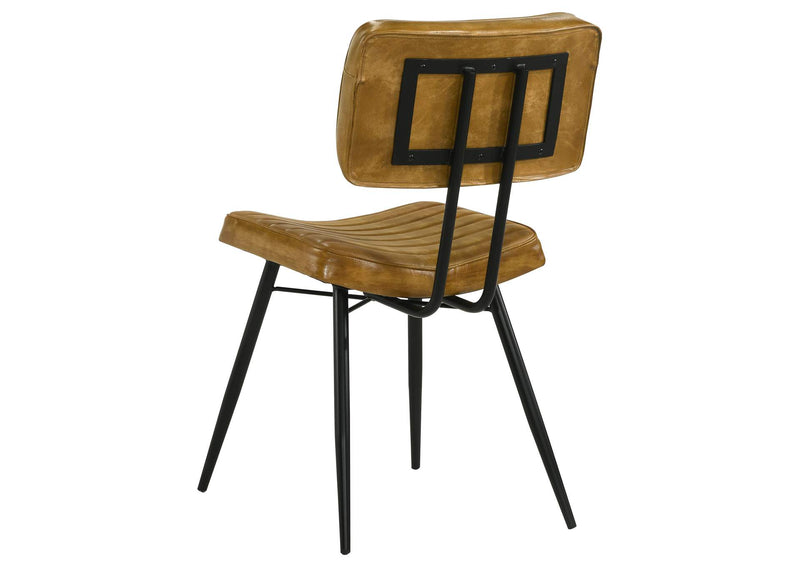 110642 Misty Leather Upholstered Dining Side Chair Camel (Set of 2)