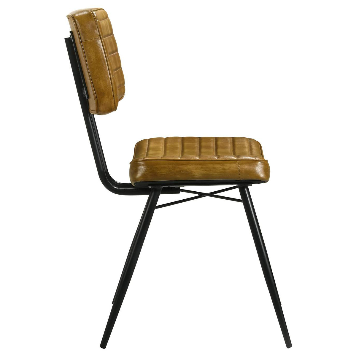 110642 Misty Leather Upholstered Dining Side Chair Camel (Set of 2)