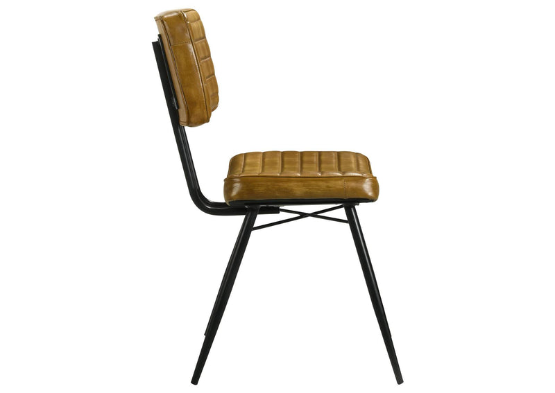 110642 Misty Leather Upholstered Dining Side Chair Camel (Set of 2)