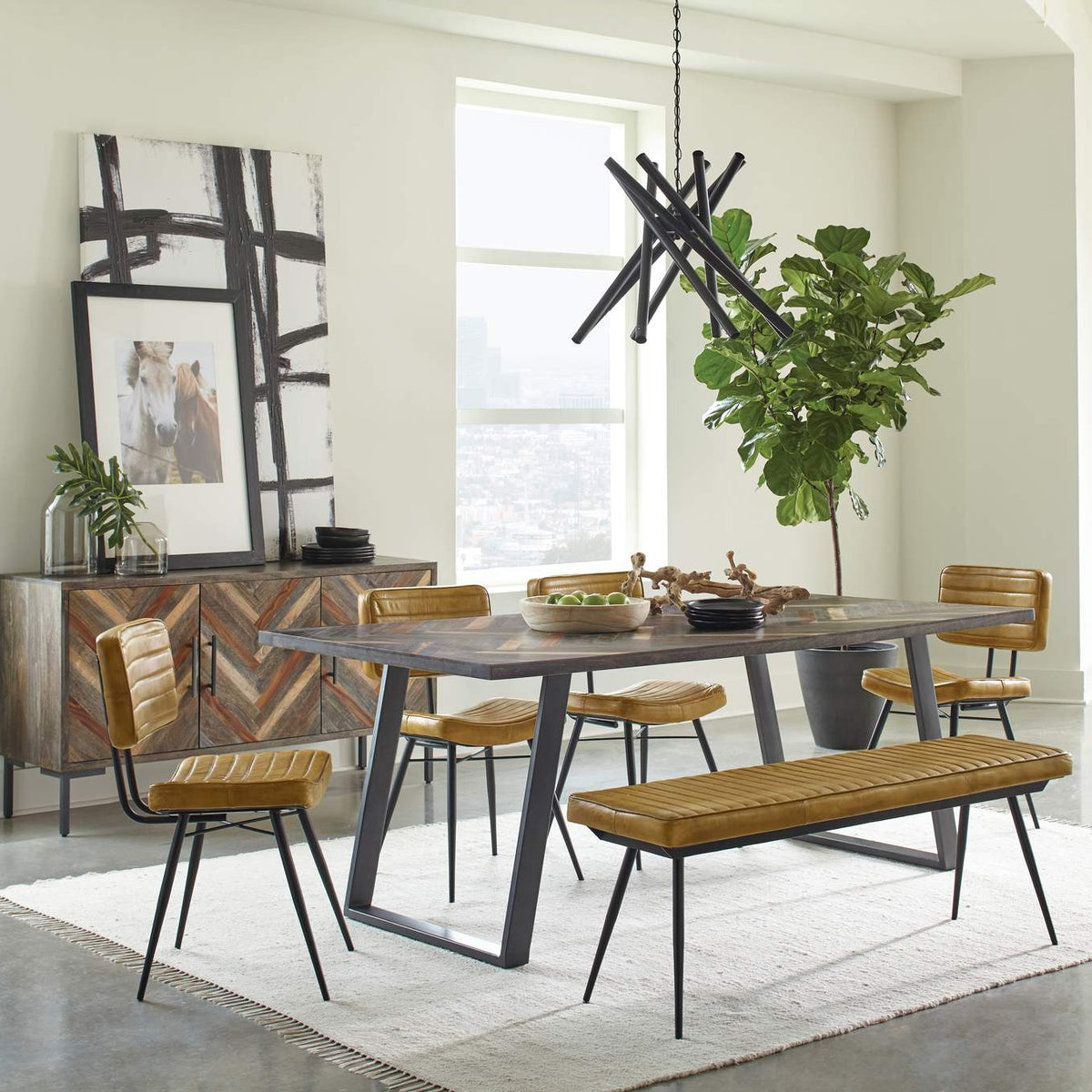 110642 Misty Leather Upholstered Dining Side Chair Camel (Set of 2)