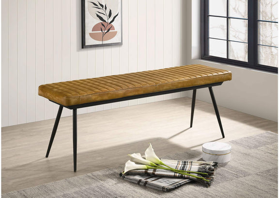 110643 Misty Leather Upholstered Dining Bench Antique Camel