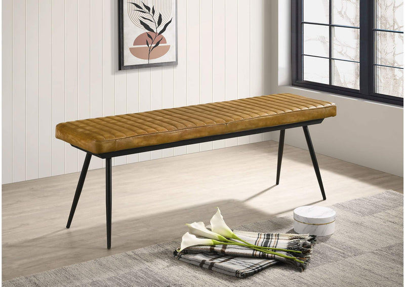 110643 Misty Leather Upholstered Dining Bench Antique Camel
