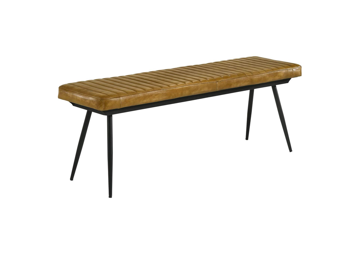 110643 Misty Leather Upholstered Dining Bench Antique Camel