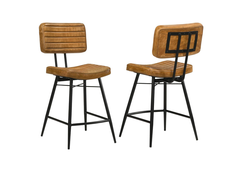 110649 Partridge Leather Counter Chair Antique Camel (Set of 2)