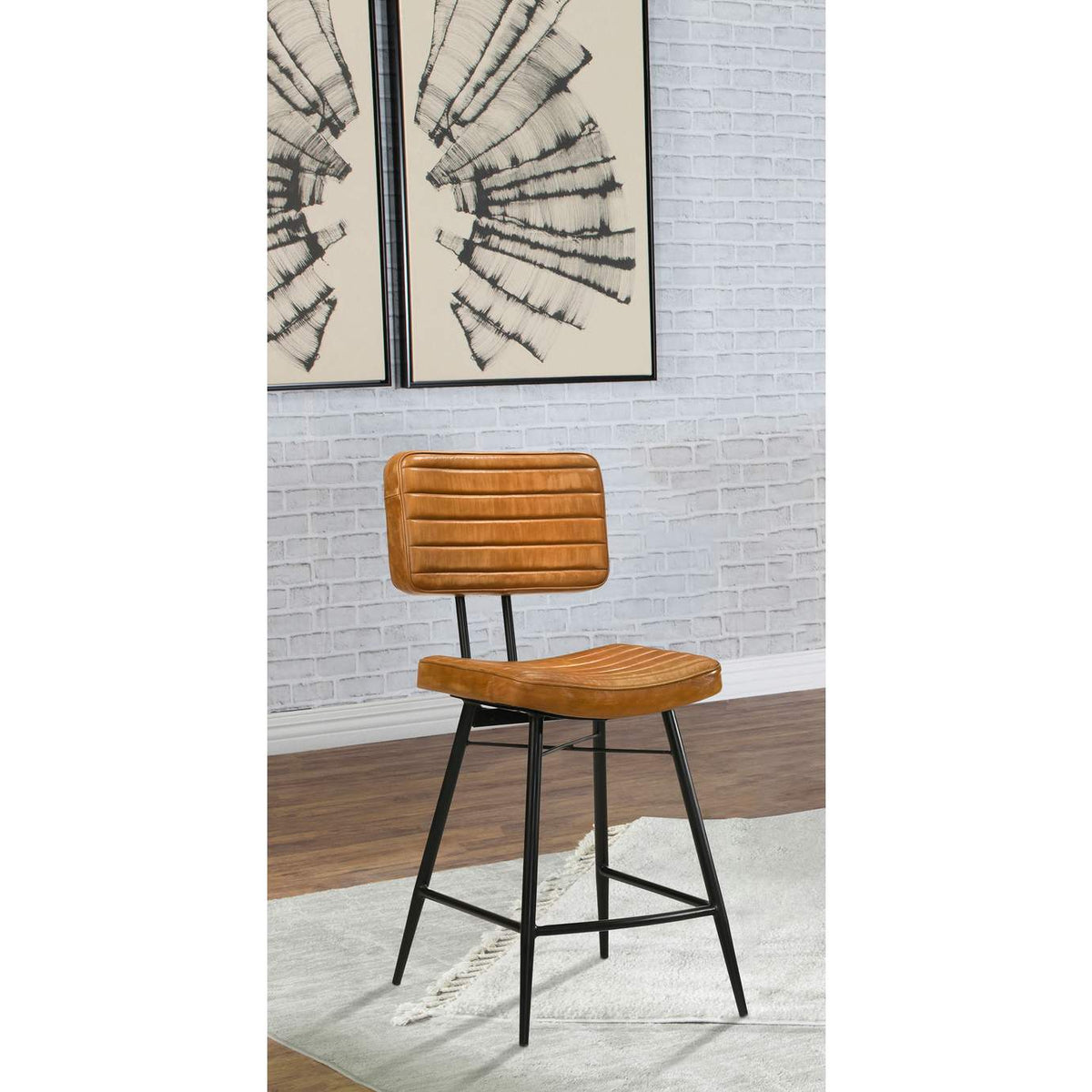 110649 Partridge Leather Counter Chair Antique Camel (Set of 2)