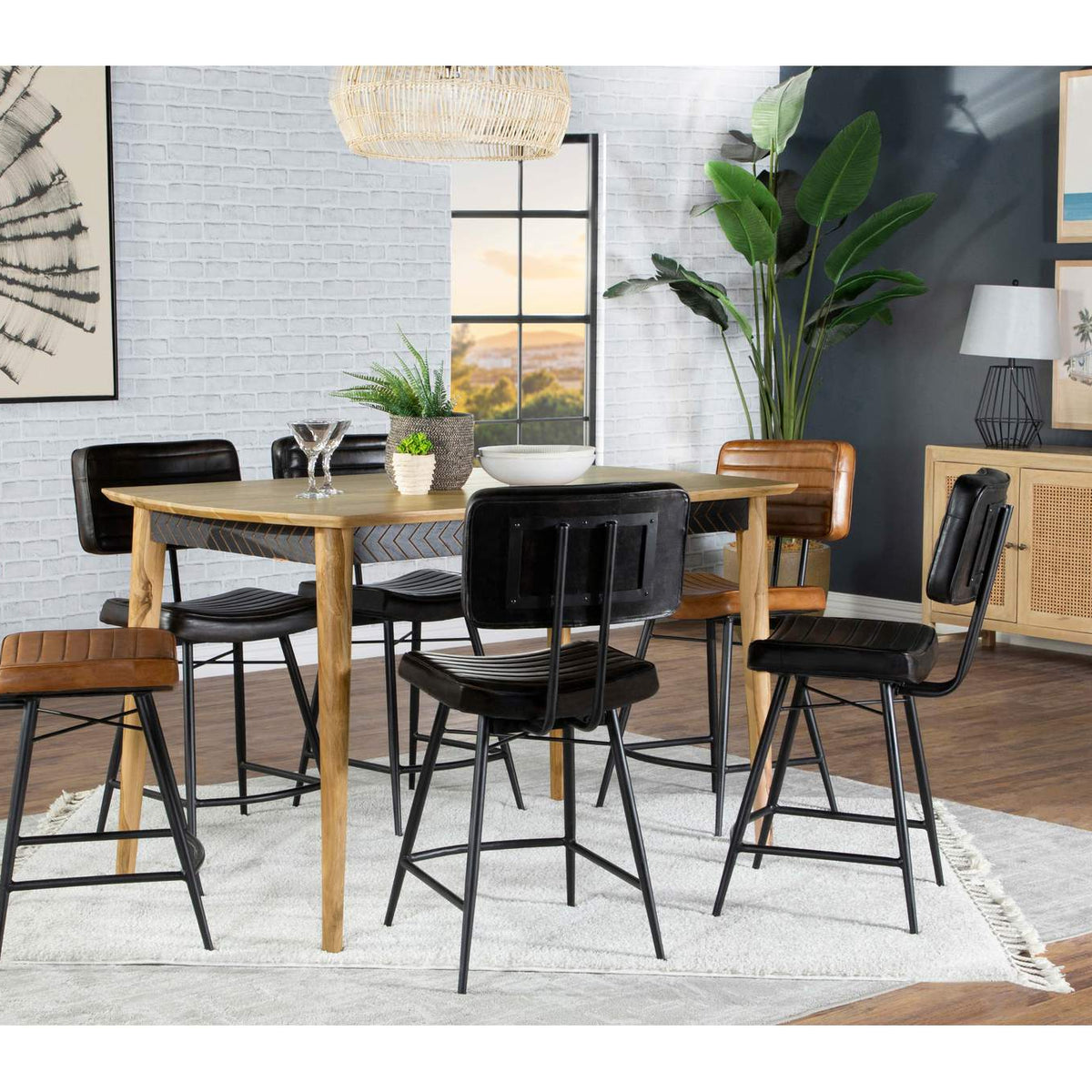 110649 Partridge Leather Counter Chair Antique Camel (Set of 2)