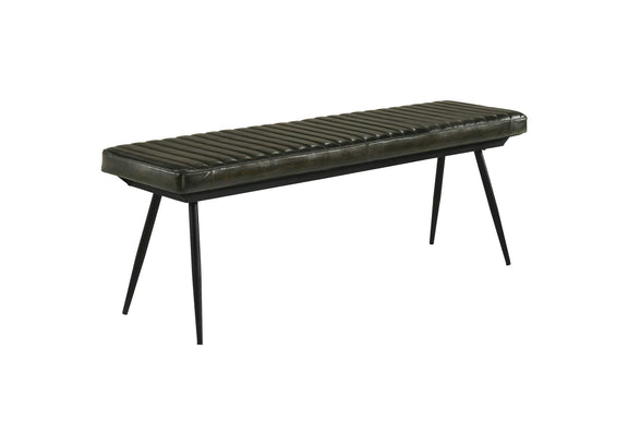 110653 Misty Leather Upholstered Dining Bench Antique Espresso