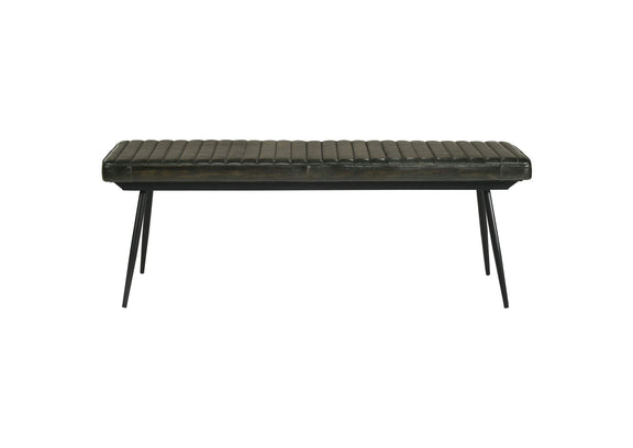 110653 Misty Leather Upholstered Dining Bench Antique Espresso