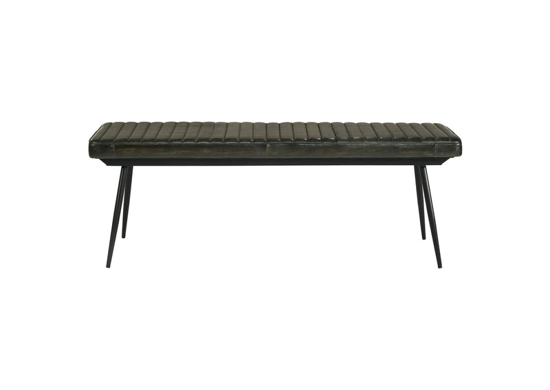 110653 Misty Leather Upholstered Dining Bench Antique Espresso