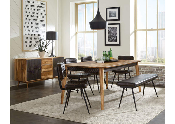 110653 Misty Leather Upholstered Dining Bench Antique Espresso