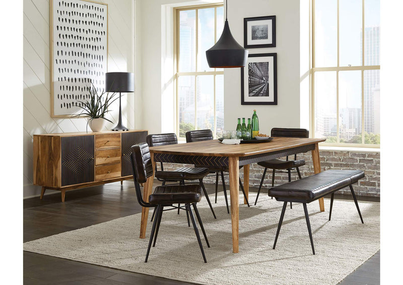 110653 Misty Leather Upholstered Dining Bench Antique Espresso