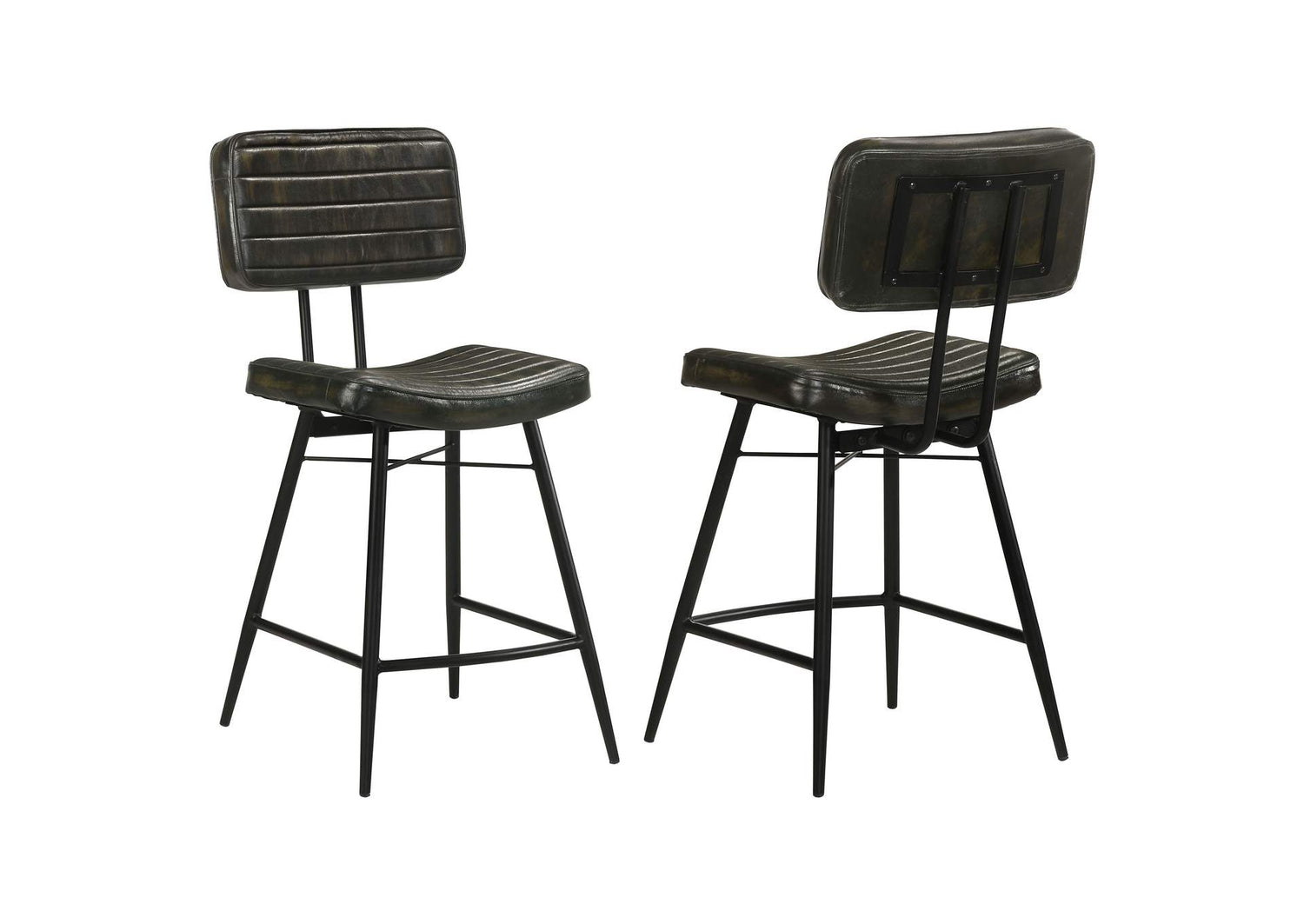 110659 Partridge Leather Counter Chair Antique Espresso (Set of 2)
