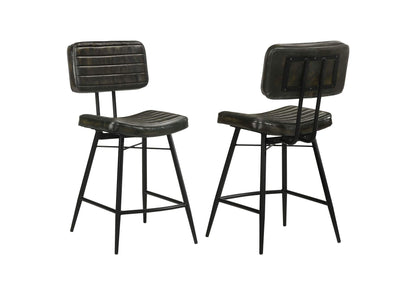 110659 Partridge Leather Counter Chair Antique Espresso (Set of 2)