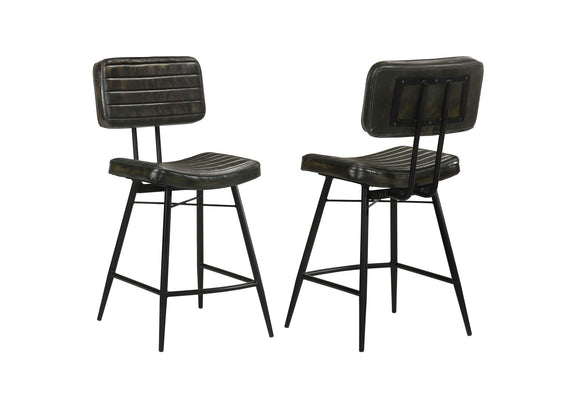 110659 Partridge Leather Counter Chair Antique Espresso (Set of 2)