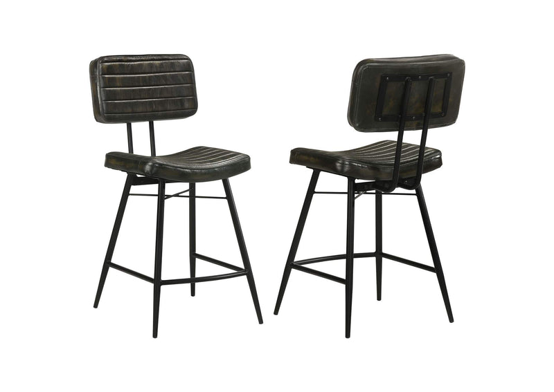 110659 Partridge Leather Counter Chair Antique Espresso (Set of 2)