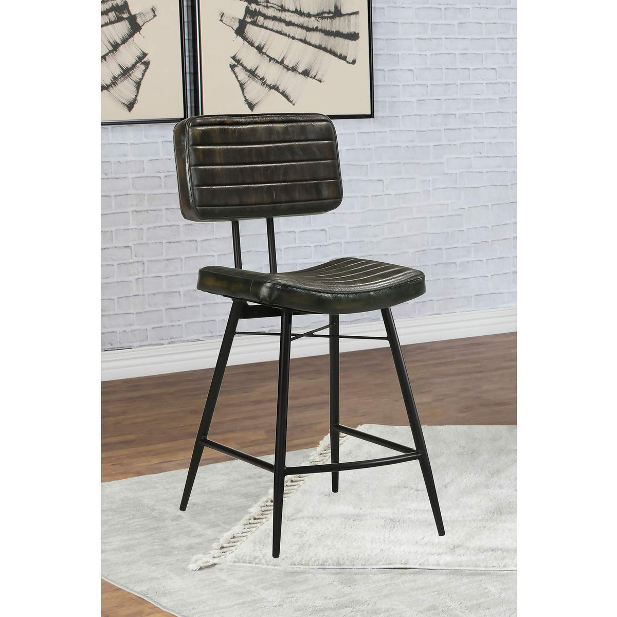 110659 Partridge Leather Counter Chair Antique Espresso (Set of 2)