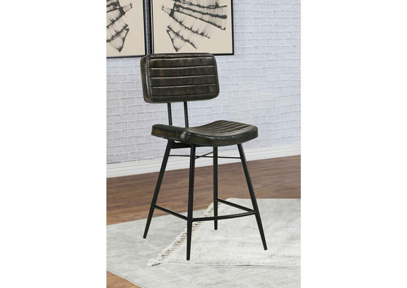 110659 Partridge Leather Counter Chair Antique Espresso (Set of 2)