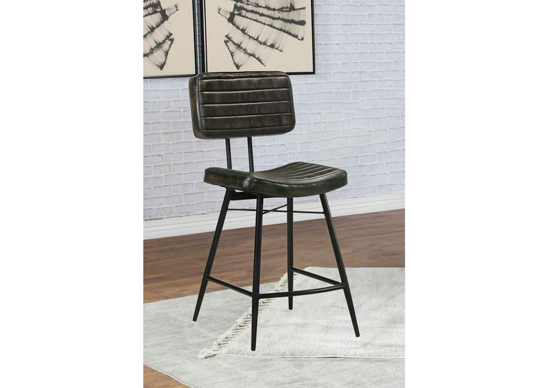 110659 Partridge Leather Counter Chair Antique Espresso (Set of 2)