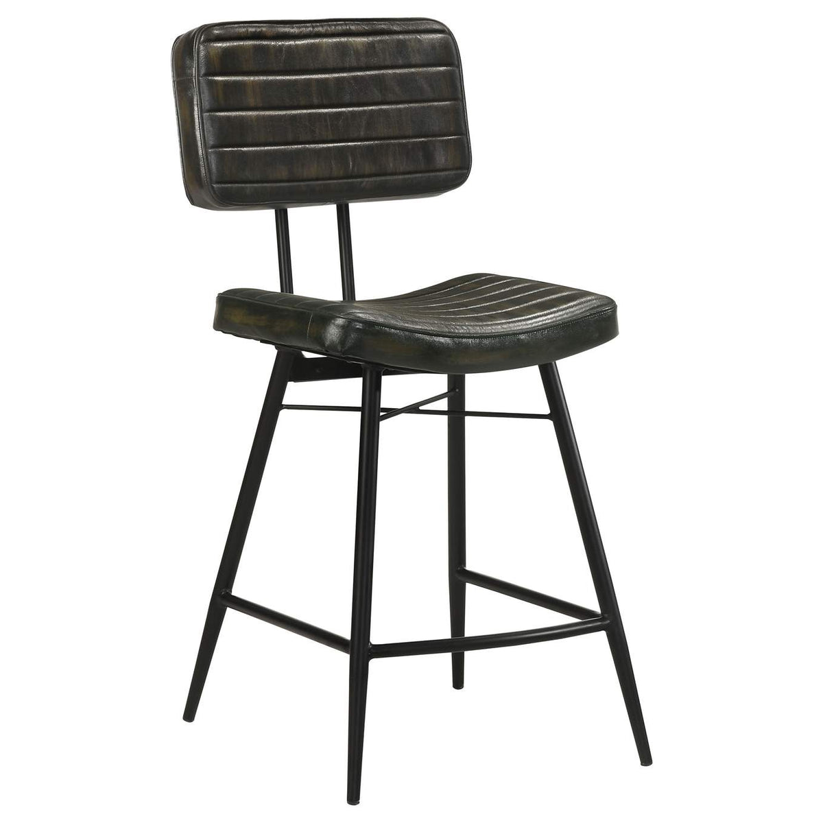 110659 Partridge Leather Counter Chair Antique Espresso (Set of 2)