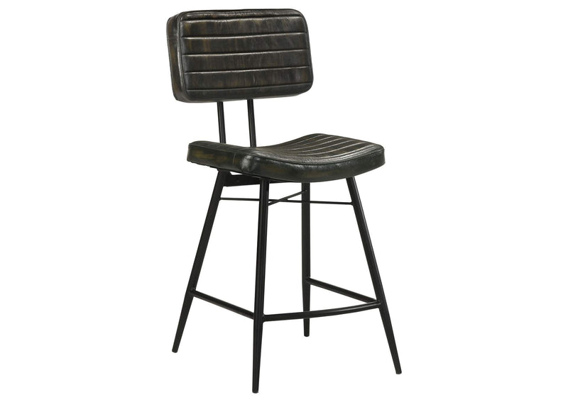 110659 Partridge Leather Counter Chair Antique Espresso (Set of 2)
