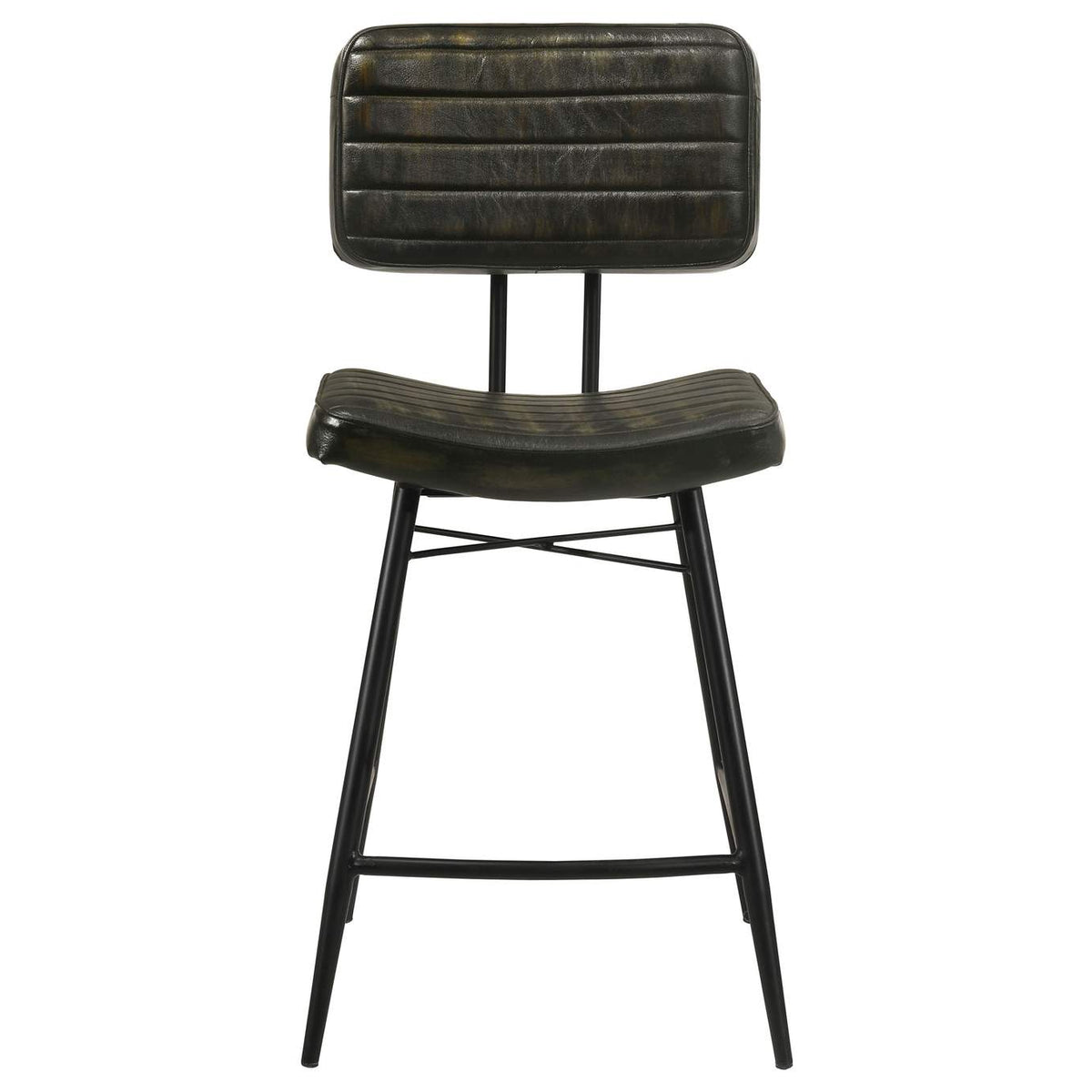 110659 Partridge Leather Counter Chair Antique Espresso (Set of 2)