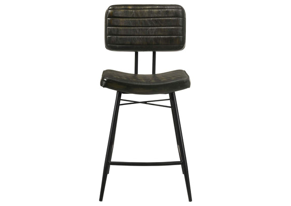 110659 Partridge Leather Counter Chair Antique Espresso (Set of 2)