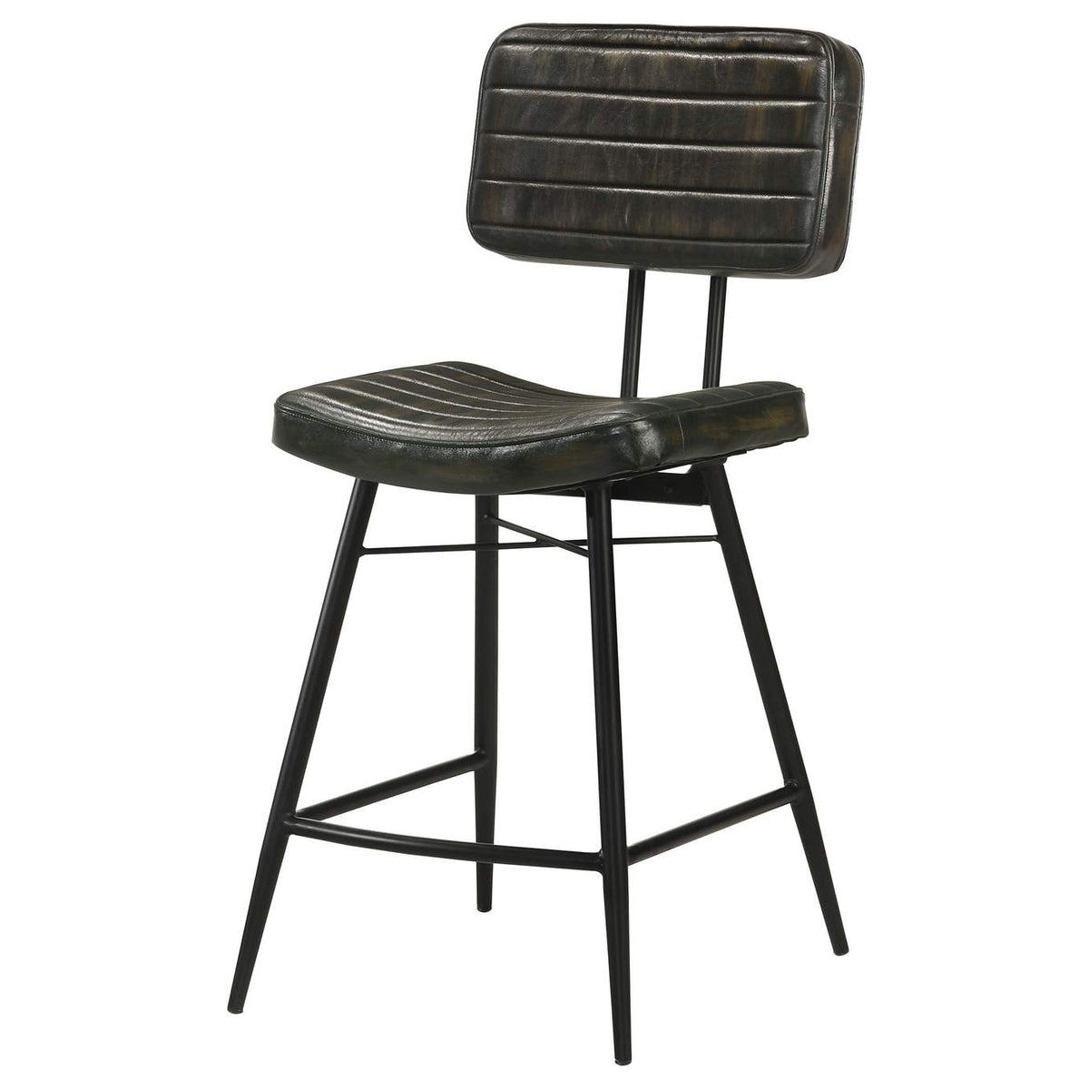 110659 Partridge Leather Counter Chair Antique Espresso (Set of 2)