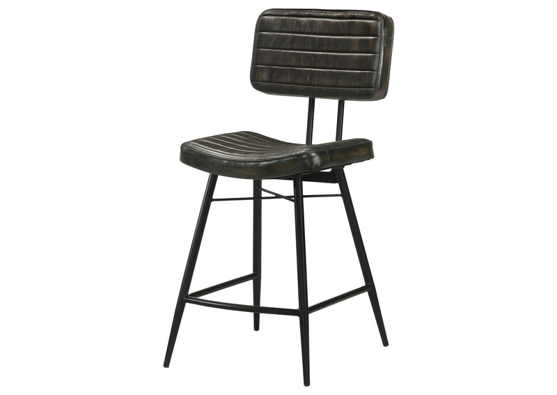 110659 Partridge Leather Counter Chair Antique Espresso (Set of 2)