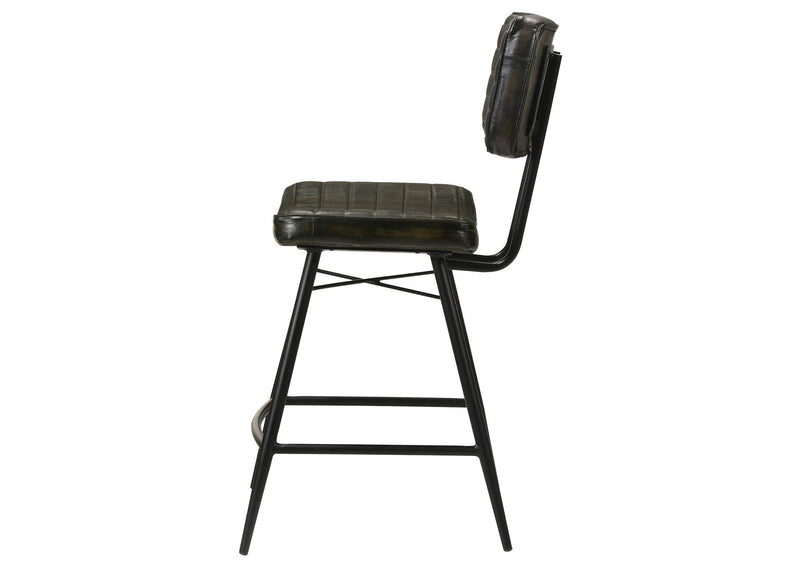 110659 Partridge Leather Counter Chair Antique Espresso (Set of 2)