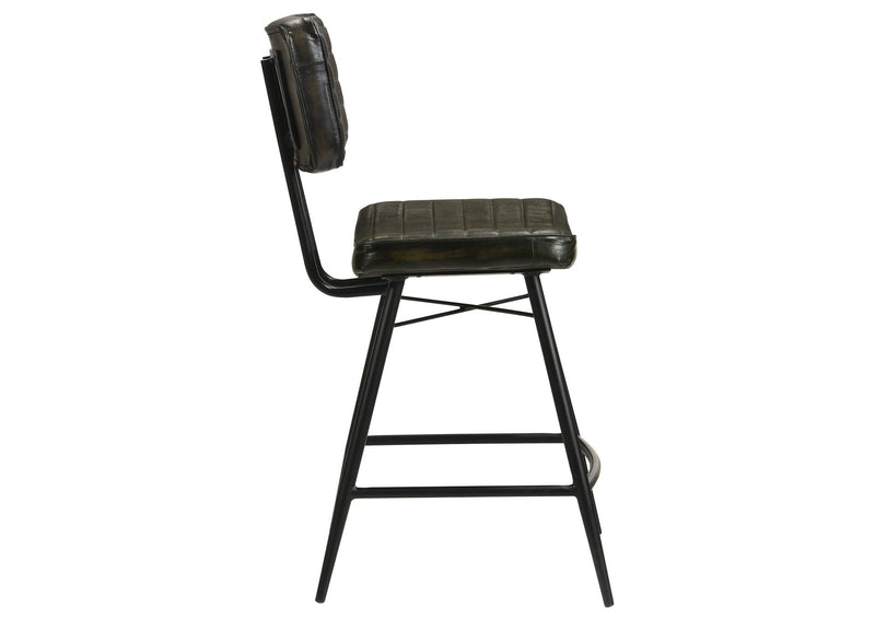 110659 Partridge Leather Counter Chair Antique Espresso (Set of 2)