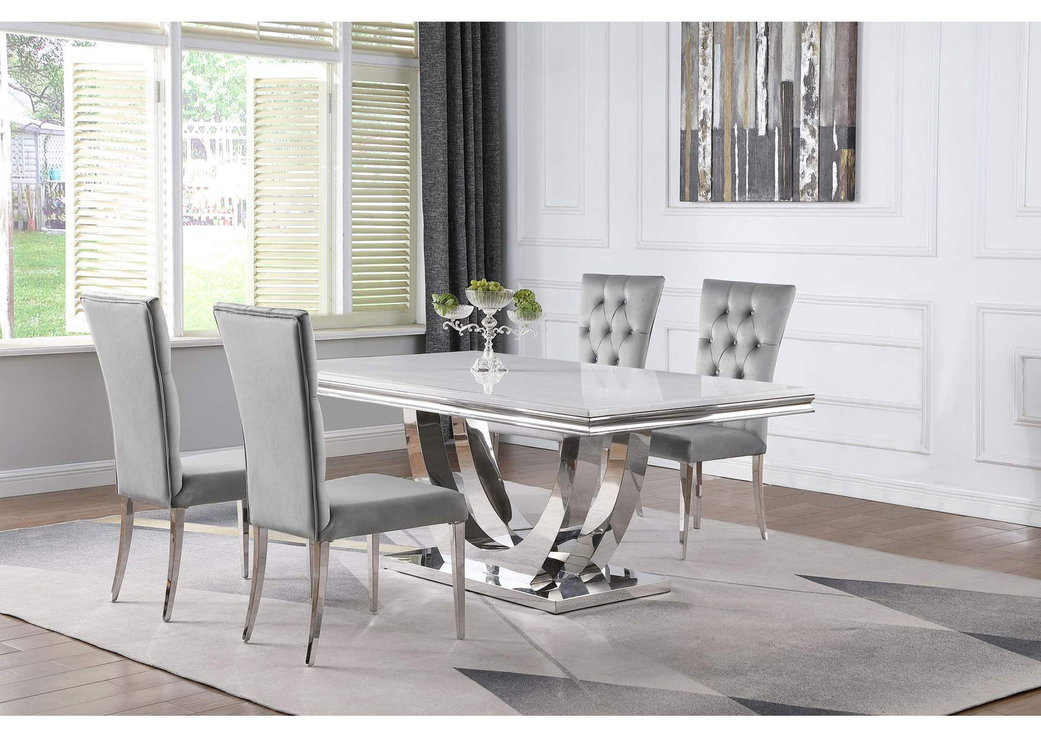 Kerwin 5-piece Rectangular Dining Table Set Grey and Chrome