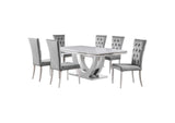 111101-S7G Kerwin 7-piece Rectangular Dining Table Set Grey and Chrome