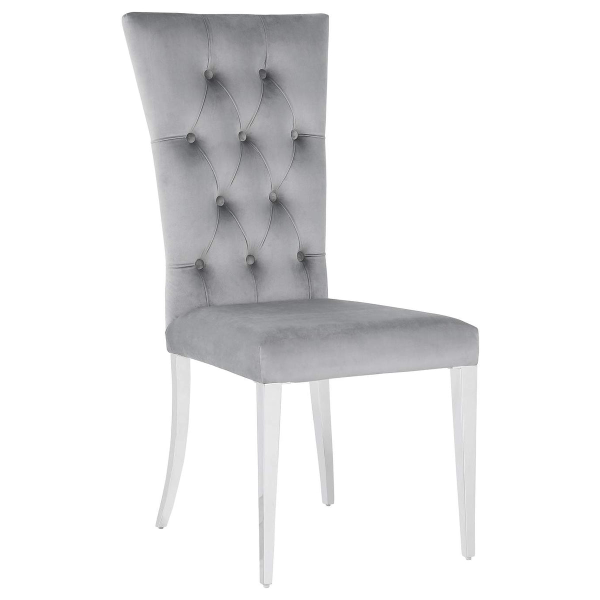 111103 Kerwin Velvet Upholstered Dining Side Chair Grey (Set of 2)