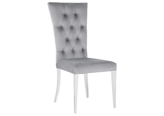111103 Kerwin Velvet Upholstered Dining Side Chair Grey (Set of 2)