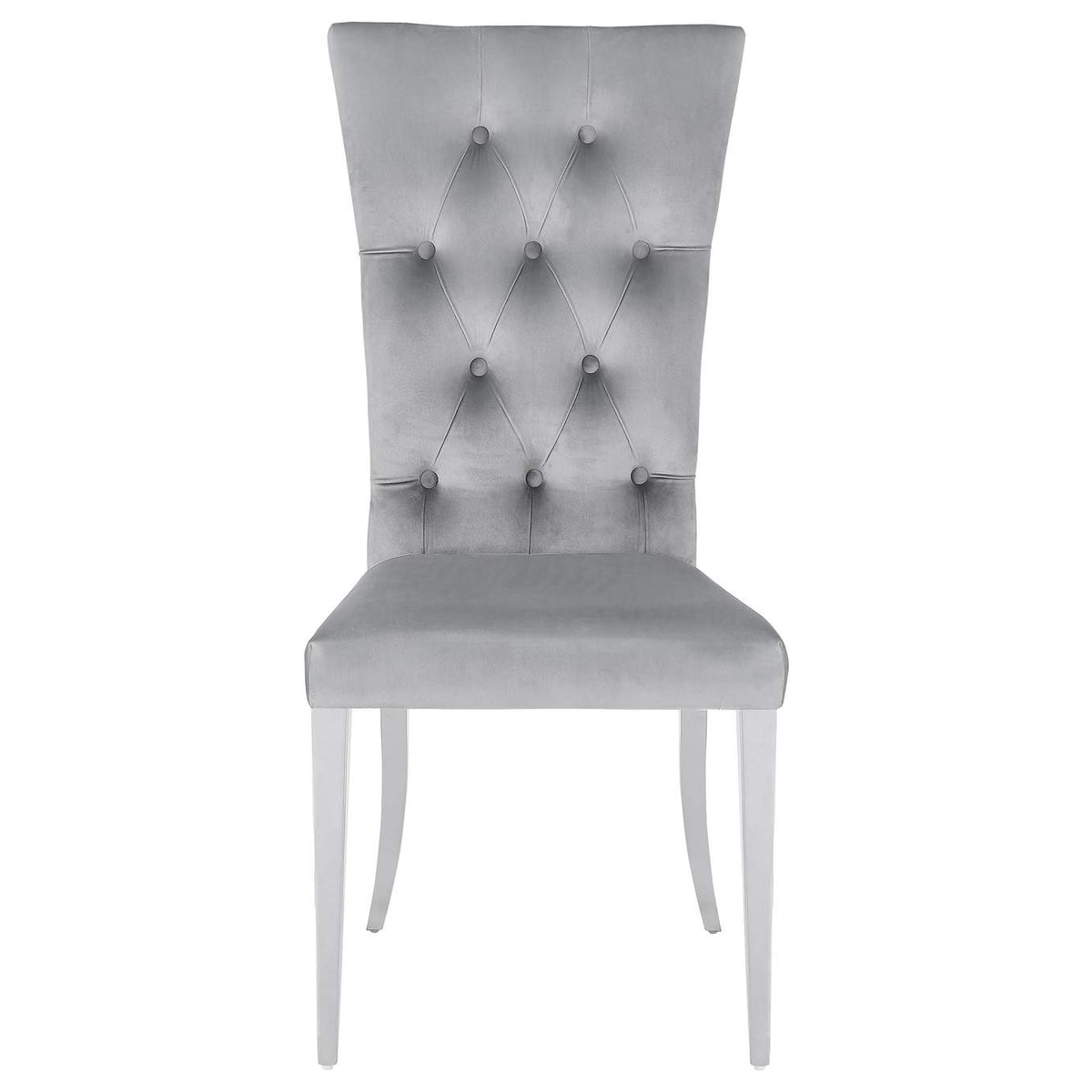 111103 Kerwin Velvet Upholstered Dining Side Chair Grey (Set of 2)