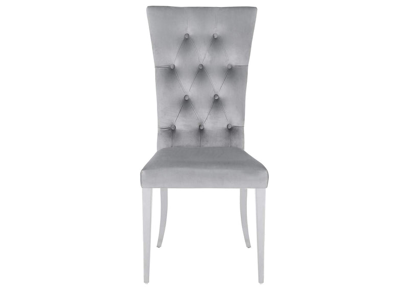 111103 Kerwin Velvet Upholstered Dining Side Chair Grey (Set of 2)