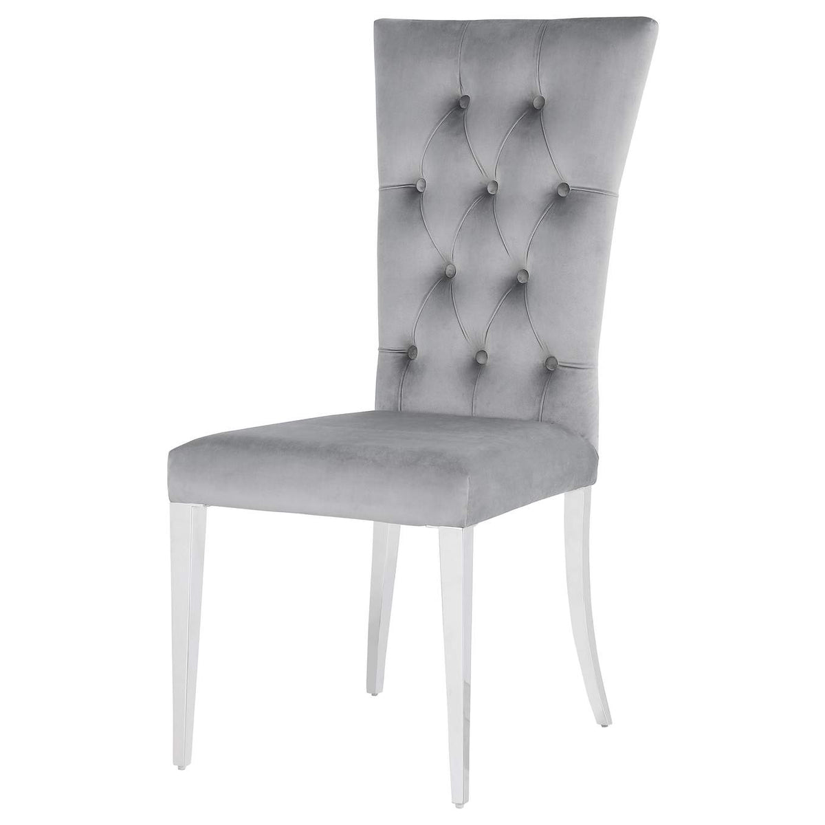 111103 Kerwin Velvet Upholstered Dining Side Chair Grey (Set of 2)