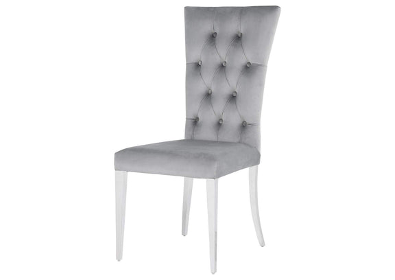 111103 Kerwin Velvet Upholstered Dining Side Chair Grey (Set of 2)