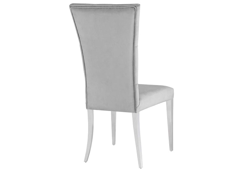 111103 Kerwin Velvet Upholstered Dining Side Chair Grey (Set of 2)