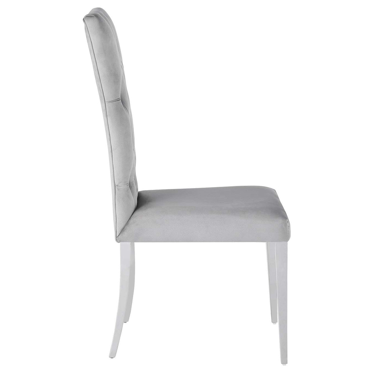111103 Kerwin Velvet Upholstered Dining Side Chair Grey (Set of 2)