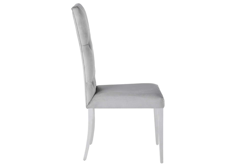 111103 Kerwin Velvet Upholstered Dining Side Chair Grey (Set of 2)